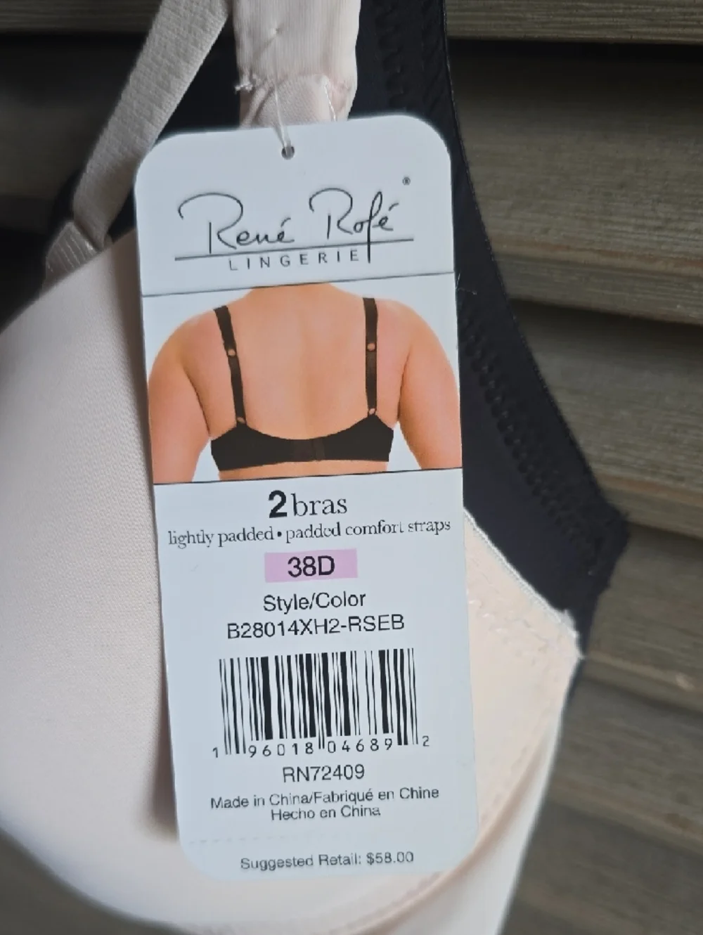 Rene Rofe Beige and Black 2-Pack T-Shirt Bras - Picture 10 of 11